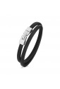 Bracciale Ink Pelle Nera Doppio Giro Chiusura Acciaio Anallergico Uomo Brosway BIK137