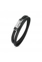 Bracciale Ink Pelle Nera Doppio Giro Zirconi Neri Chiusura Acciaio Anallergico Uomo Brosway BIK138