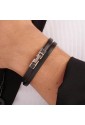 Bracciale Ink Pelle Nera Doppio Giro Zirconi Neri Chiusura Acciaio Anallergico Uomo Brosway BIK138