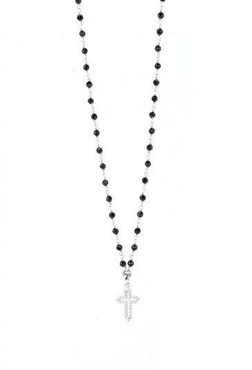 Collana Croce Zirconi Argento Pietre Nere Agios AGI302/C-ZB