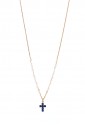 Collana Croce Zirconi Blu Argento Dorato Perle Naturali Agios AGI303/C-BL