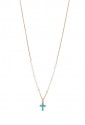 Collana Croce Zirconi Celeste Argento Dorato Perle Naturali Agios AGI303/C-CE