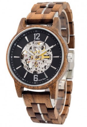 Orologio Legno Noce Automatico Movimento A Vista Uomo Green Time ZW181B