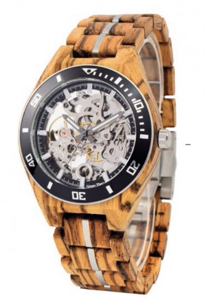 Orologio Legno Zebrano Automatico Movimento A Vista Uomo Green Time ZW183C