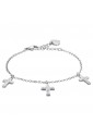 Bracciale Luca Barra Acciaio Croci Cristalli Bianchi BK2588