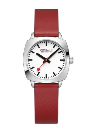 Orologio Mondaine Donna Quadrante Bianco Cinturino Pelle Rosso Movimento Svizzero FS18-02*RZZ