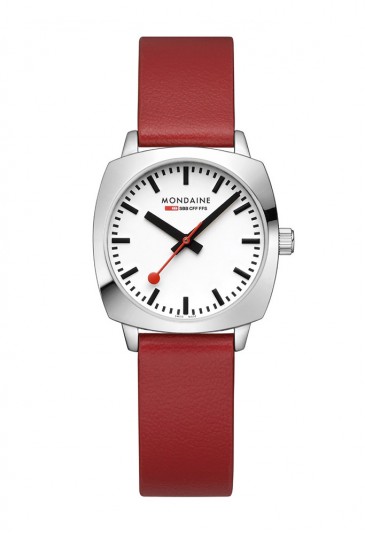 Orologio Mondaine Donna Quadrante Bianco Cinturino Pelle Rosso Movimento Svizzero FS18-02*RZZ