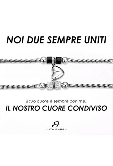 Bracciali Coppia Luca Barra Acciaio Cuore Calamita Noi Due Sempre Uniti BK2579