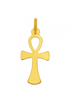 Croce Della Vita Ciondolo Oro Giallo 18kt Croce di Ankh Significato Vita Eterna Regalo Nascita Fantasia Monile APEMQFM