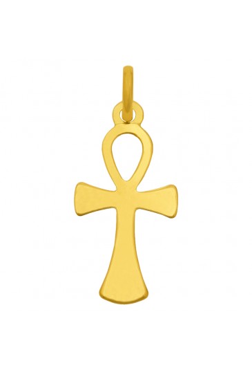 Croce Della Vita Ciondolo Oro Giallo 18kt Croce di Ankh Significato Vita Eterna Regalo Nascita Fantasia Monile APEMQFM