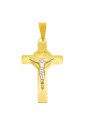 Croce Medaglia San Benedetto Norcia Oro Giallo Oro Bianco 18kt Regalo Nascita Battesimo Misura Medium Fantasia Monile DNU8IFM