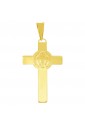 Croce Medaglia San Benedetto Norcia Oro Giallo Oro Bianco 18kt Regalo Nascita Battesimo Fantasia Monile DNU8IFM