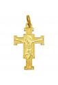 Crocefisso San Damiano Assisi San Francesco Oro Giallo 18kt Regalo Nascita Battesimo Misura Medium Fantasia Monile CTDYNFM