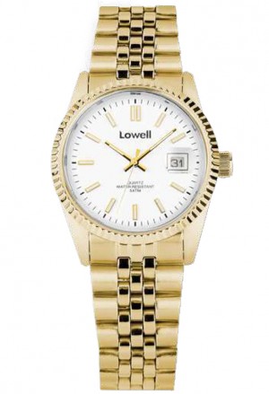 Orologio Polso Lowell Solo Tempo Acciaio Dorato Quadrante Bianco 39mm Datario PL4500-61C