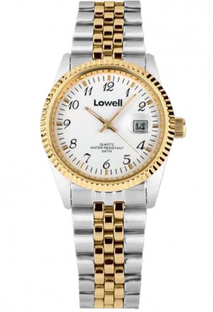 Orologio Lowell Donna Da Lavoro Quadrante Bianco Datario Acciaio Dorato Bicolore Classic PL4800-20