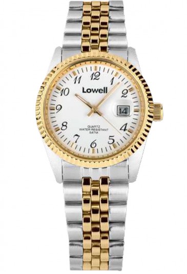 Orologio Lowell Donna Lavoro Quadrante Bianco Datario Acciaio Dorato Bicolore Classic PL4800-20