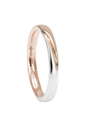 Fede Nuziale Recarlo Anello Oro 18kt Bianco Rosa Misura 13 Matrimonio Wedding W14FD004/BRH-13