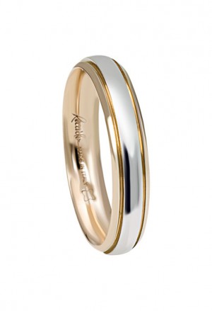 Fede Nuziale Recarlo Anello Oro 18kt Bianco Giallo Misura 13 Matrimonio Wedding W14FD003/BGH-13