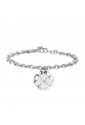 Bracciale Donna Quadrifoglio Girevole Luca Barra Acciaio Anallergico Cristalli Bianchi BK2669