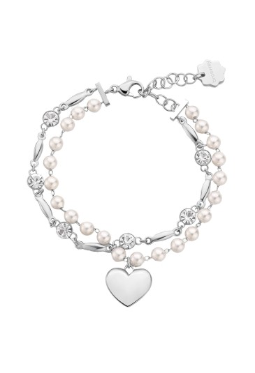 Bracciale Brosway Chakra Doppio Filo Perle Cuore Acciaio BHKB213