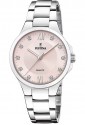 Orologio Festina Solo Tempo Quadrante Rosa Cristalli Bianchi Acciaio Donna Lady F20582/2