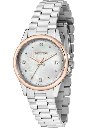 Orologio Sector 230 Quarzo 10ATM Datario Quadrante Madreperla Cristalli Acciaio Donna R3253161540