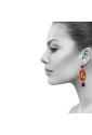 Orecchini Lebole Collezione Kanji Mini Ottone Seta Pietra Rosso Rubino Significato Amore U8CIAFM