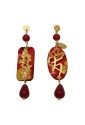 Orecchini Lebole Collezione Kanji Mini Ottone Seta Pietra Rosso Rubino Significato Amore U8CIAFM