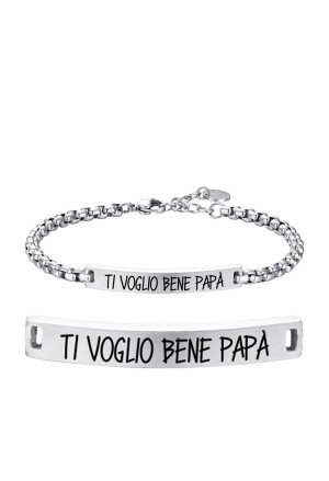 Bracciale Uomo Script Incisione Ti Voglio Bene Papa Acciaio Anallergico Luca Barra BA1719