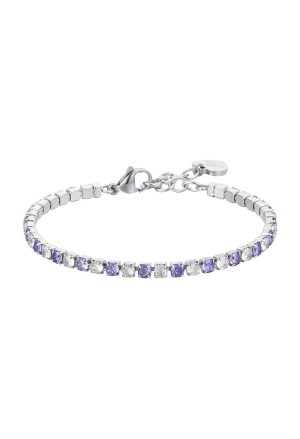 Bracciale Tennis Cristalli Viola Bianchi Acciaio Anallergico Luca Barra BK2638