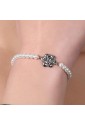Bracciale Perle Sintetiche Ciondolo Rosa Acciaio Anallergico Luca Barra BK2668