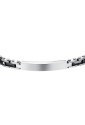 Bracciale Uomo Placca Centrale Elementi Ceramica Nera Acciaio Anallergico Luca Barra BA1128
