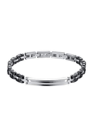 Bracciale Uomo Luca Barra Ceramica Nera Acciaio Anallergico BA1647