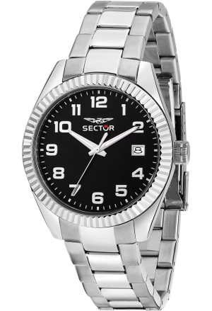 Orologio Sector Modello 240 Solo Tempo Datario Quadrante Nero Acciaio Misura 39 mm Uomo R3253240018