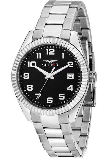 Orologio Sector Modello 240 Solo Tempo Datario Quadrante Nero Acciaio Misura 39 mm Uomo R3253240018