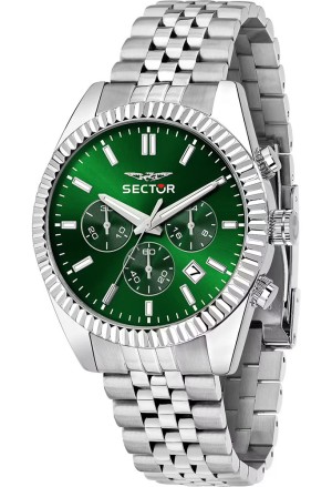 Orologio Sector Modello 240 Cronografo Chrono Datario Quadrante Verde Acciaio Misura 41 mm Uomo R3273640004