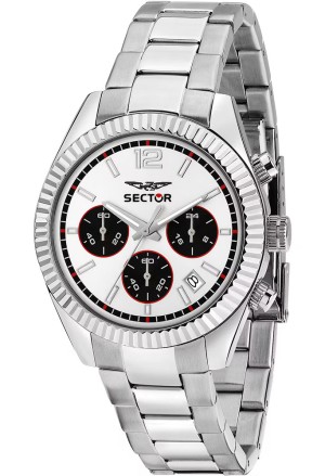 Orologio Sector Modello 240 Cronografo Chrono Datario Quadrante Silver Acciaio Misura 39 mm Uomo R3273640028