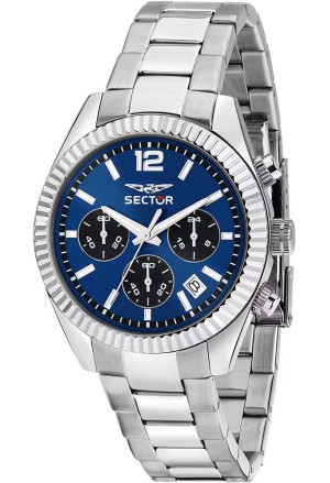 Orologio Sector Modello 240 Cronografo Chrono Datario Quadrante Blu Acciaio Misura 39 mm Uomo R3273640030