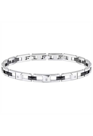 Bracciale Sector Acciaio Ceramica Diamanti Naturali Lunghezza 22cm Uomo SAFR45