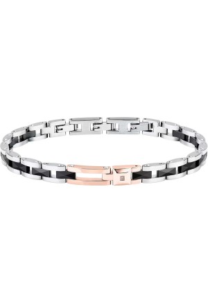 Bracciale Sector Acciaio Bicolore Ceramica Diamante Naturale Lunghezza 22cm Uomo SAFR47
