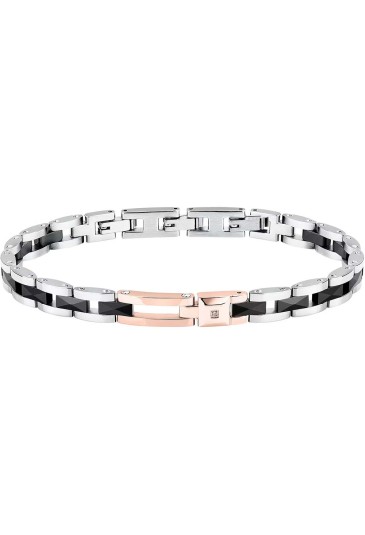 Bracciale Sector Acciaio Bicolore Ceramica Diamante Naturale Lunghezza 22cm Uomo SAFR47
