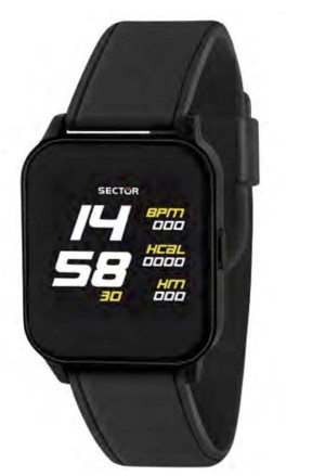 Smartwatch Orologio Sector S-05 Alluminio Cinturino Silicone Nero Misure 42x35 mm R3251550006
