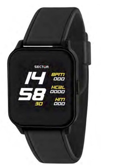 Smartwatch Orologio Sector S-05 Alluminio Cinturino Silicone Nero Misure 42x35 mm R3251550006
