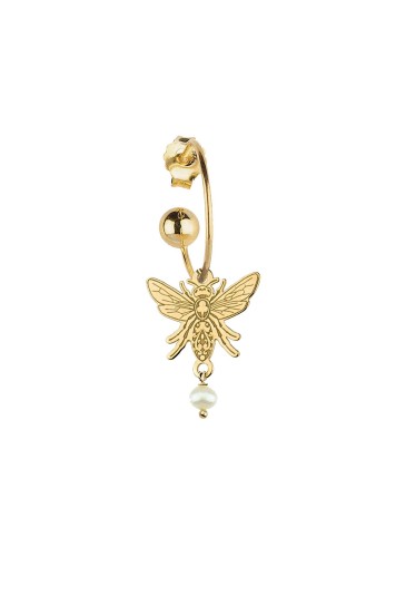Orecchino Singolo Lebole Collezione Campanella Ape Argento Dorato Perla Bianca PFYEMFM