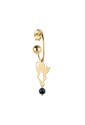 Orecchino Singolo Lebole Collezione Campanella Gatto Argento Dorato Pietra Nera WTLZTFM