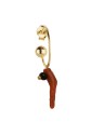 Orecchino Singolo Lebole Collezione Campanella Corallo Rosso Pietra Nera Argento Dorato 2LBMOFM