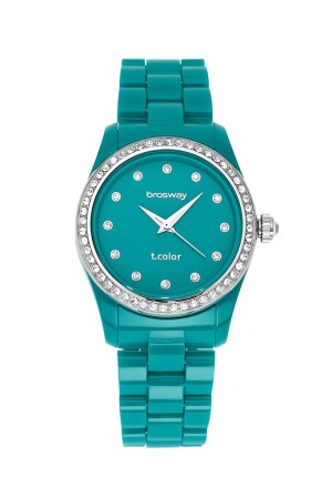 Orologio Brosway T-Color Turchese Cristalli Policarbonato Cassa 36mm WTC28