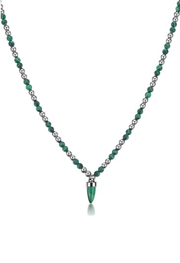 Collana Brosway Riptide Sfere Acciaio Cornetto Malachite Verde Amuleto Portafortuna BTD002