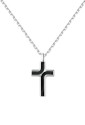 Collana Brosway Backlinere Catena Acciaio Crocefisso Smalto Nero Misura 48cm BBC07