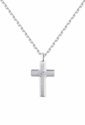 Collana Brosway Backlinere Catena Acciaio Lucido Satinato Crocefisso Misura 48cm BBC04